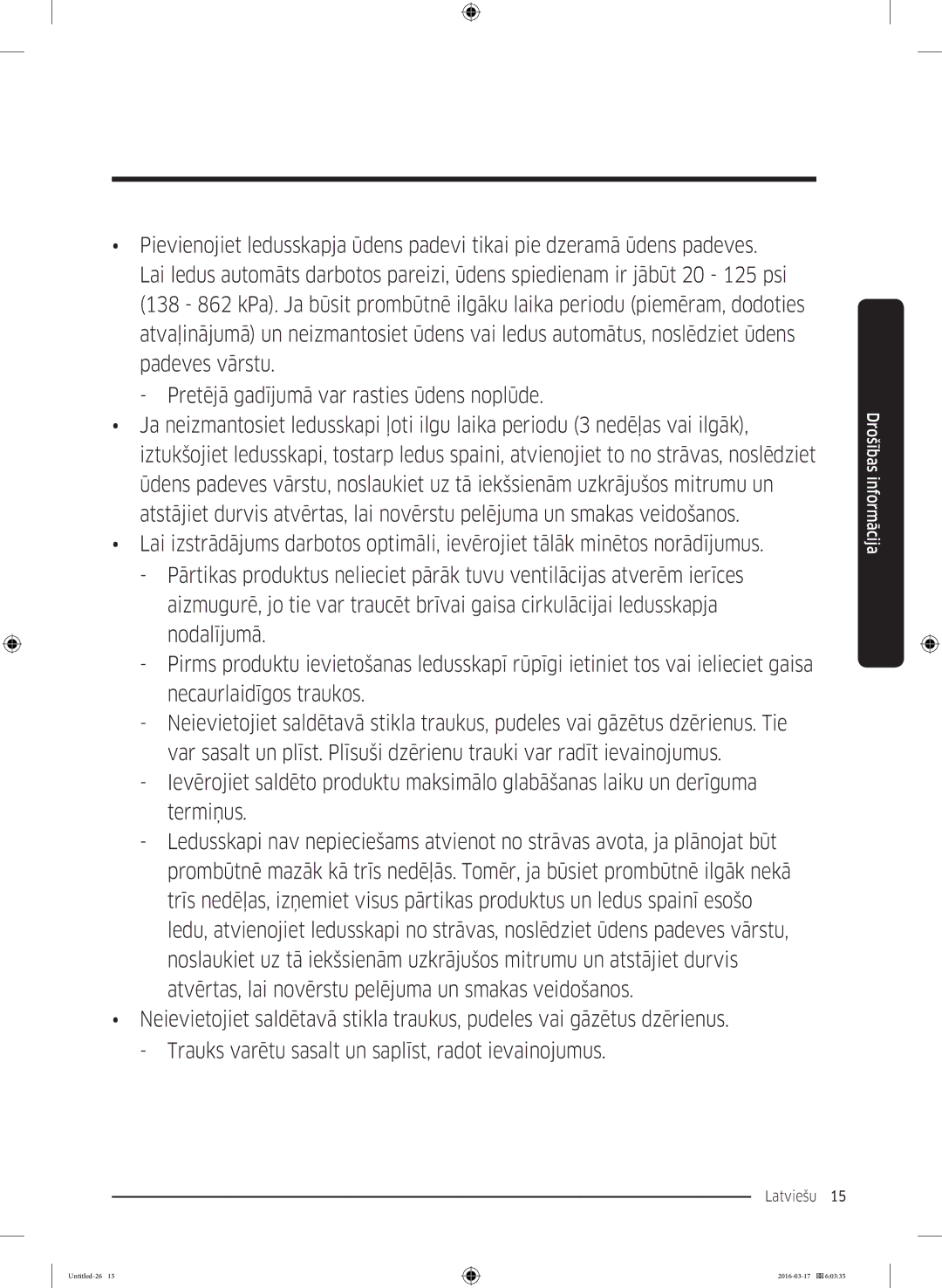 Samsung RS53K4400SA/EF manual Latviešu 15  